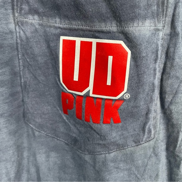 PINK Victoria Secret University of Dayton Flyers UD Navy Blue T-Shirt Pocket Tee - Picture 2 of 10